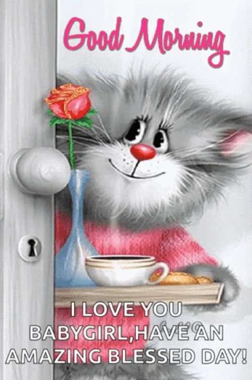 Good Morning Animated Cute Cat GIF