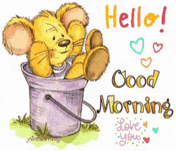 Good Morning Animated Hiding Bear GIF