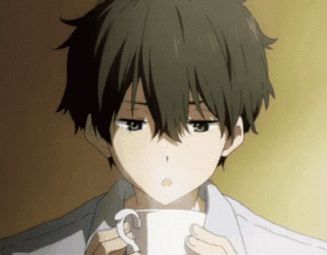 Good Morning Anime Boy Drink Coffee GIF