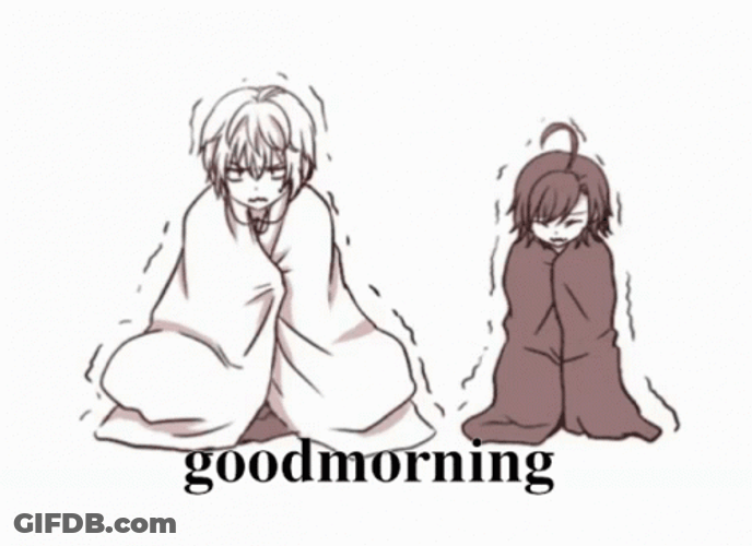 Good Morning Anime Couple Under Blanket Cuddle GIF