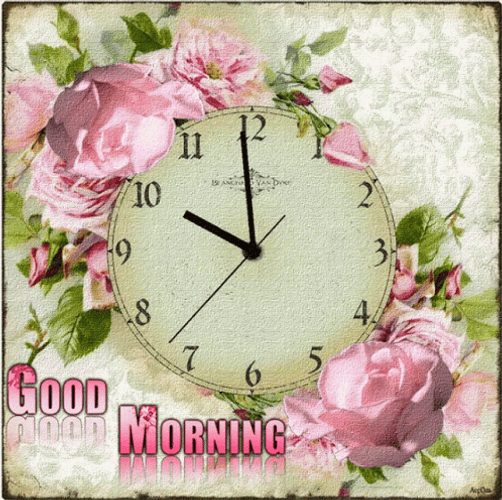 Good Morning August Flower Clock GIF