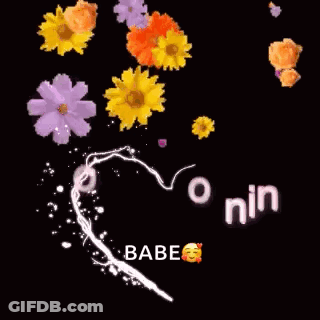 Good Morning Babe Greeting Card With Flowers GIF