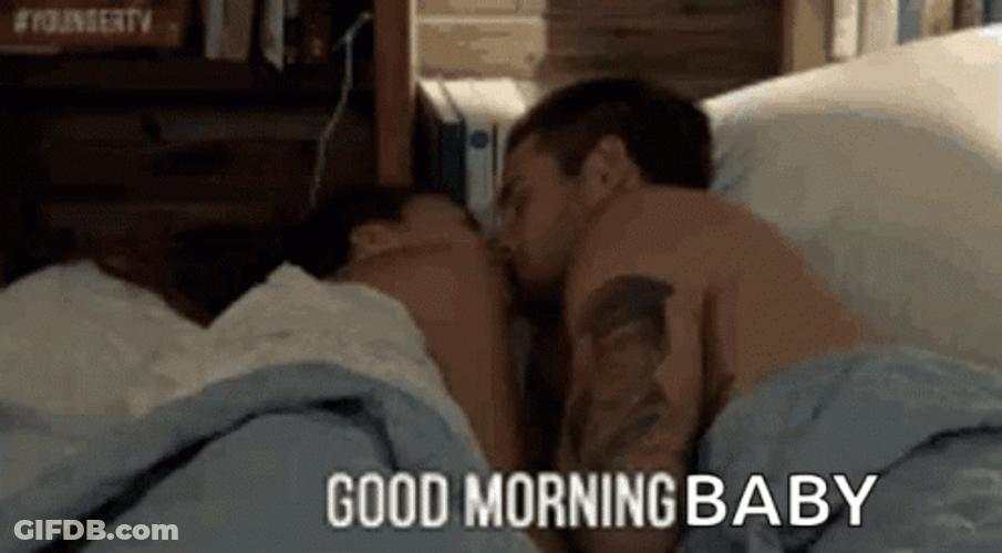 Good Morning Baby Couple Passionately Kissing GIF
