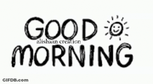 Good Morning Black And White Logo With Smiling Sun GIF