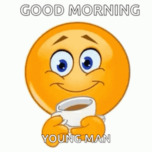 Good Morning Brother Emoji Holding Coffee GIF