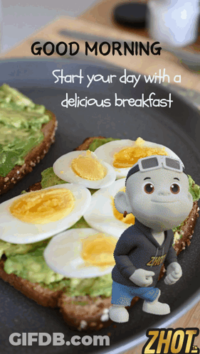 Good Morning Card With Coffee And Food GIF