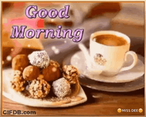 Good Morning Card With Coffee And Food GIF
