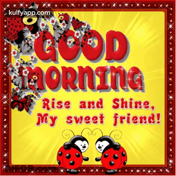 Good Morning Card With Ladybugs And Butterflies GIF