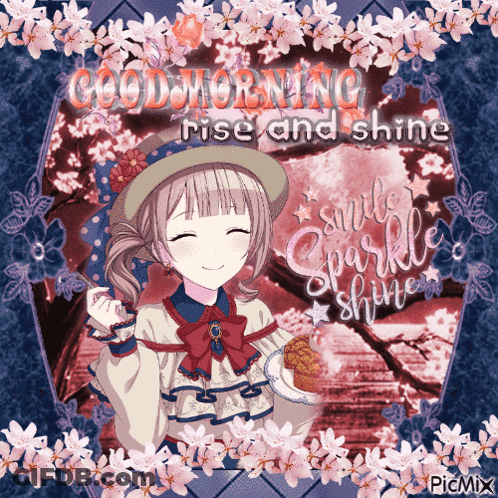 Good Morning Card With Ladybugs And Butterflies GIF