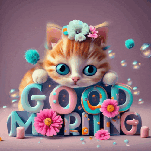 Good Morning Cat Meme GIF