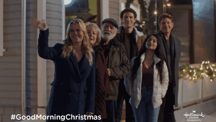 Good Morning Christmas Cast Waving GIF