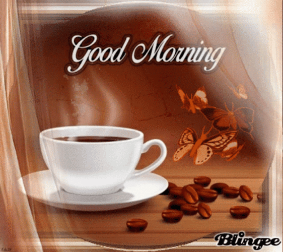 Good Morning Coffee Brown Coffee Beans Butterfly GIF