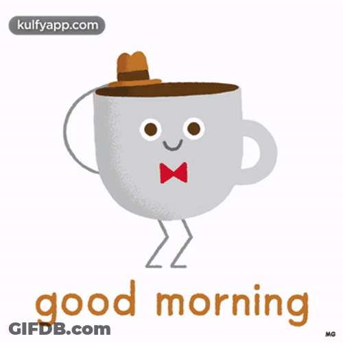 Good Morning Coffee Cup Greetings Hat GIF