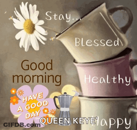 Good Morning Coffee Cups And Daisy GIF