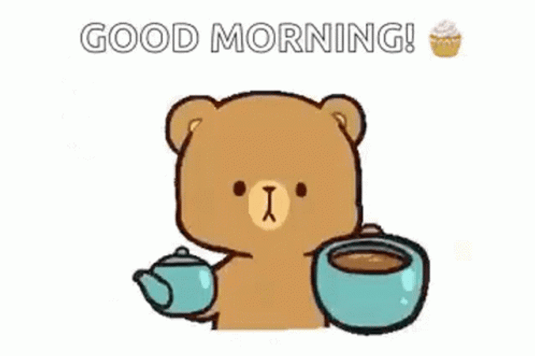Good Morning Cute Bear Giving Coffee GIF