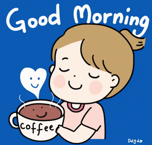 Good Morning Cute Girl Holding Coffee GIF