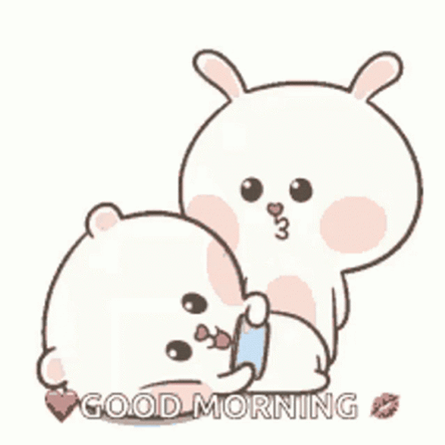 Good Morning Cute Kissing Animated Bunny GIF