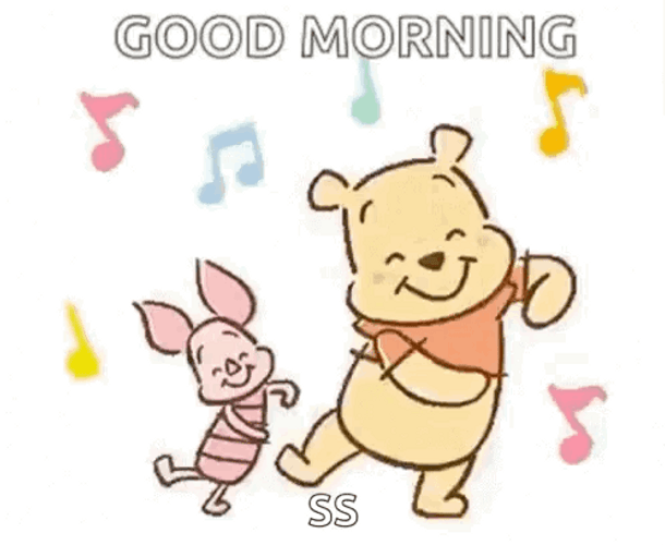 Good Morning Dancing Winnie The Pooh And Piglet GIF