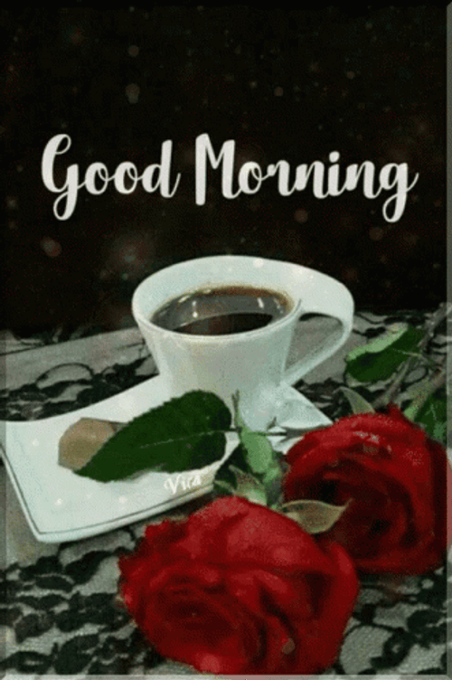 Good Morning Darling Shimmering Coffee With Rose GIF