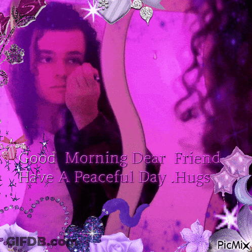 Good Morning Dear Friend Peaceful Day Hugs Card GIF