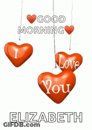 Good Morning Elizabeth Card With Red Hearts GIF