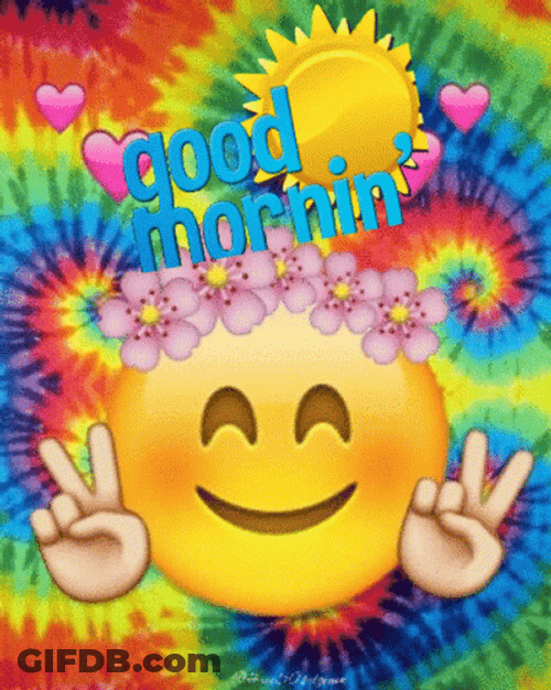 Good Morning Emoji Peace Sign GIF