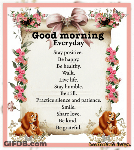 Good Morning Everyday Sign With Flowers GIF