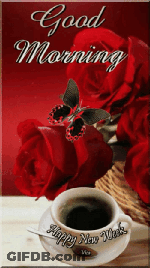 Good Morning Flowers Red Roses And Coffee GIF
