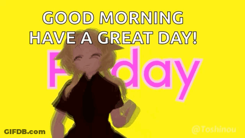 Good Morning Friday Greeting Girl Dancing On Yellow GIF