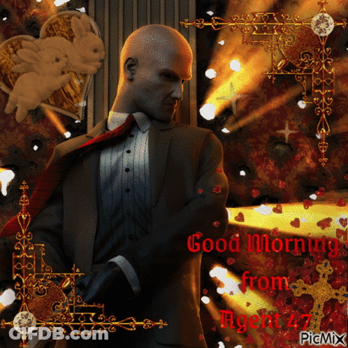 Good Morning From Agent 47 Man In Suit And Tie GIF