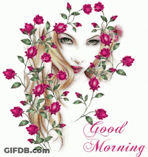 Good Morning Girl With Rose Hair Braids GIF
