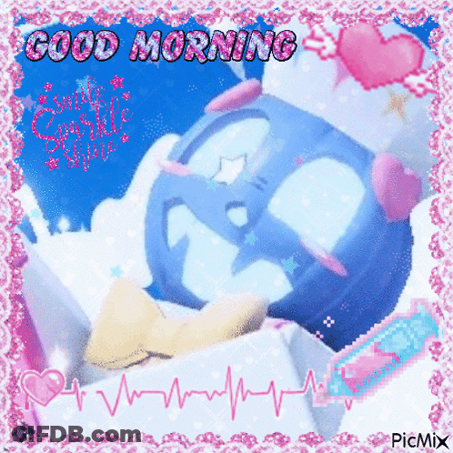 Good Morning Greeting Card Heartbeat Clock GIF
