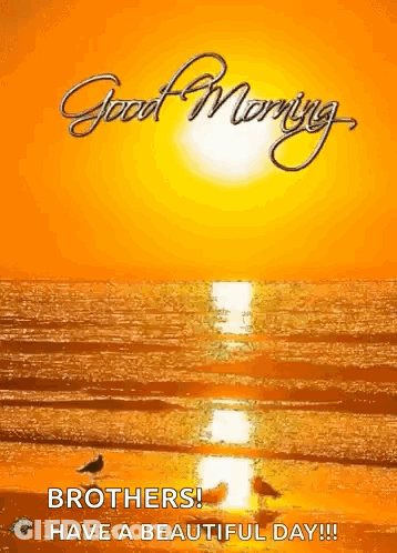 Good Morning Greeting Card Sunset Over Ocean GIF