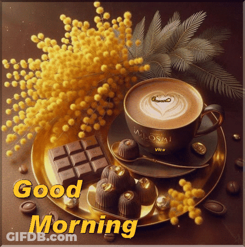 Good Morning Greeting Card With Coffee GIF
