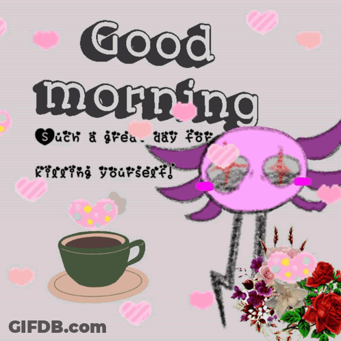 Good Morning Greeting Card With Cup Of Coffee GIF