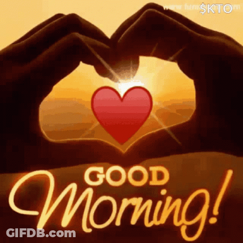 Good Morning Greeting Card With Heart Made Of Hands GIF
