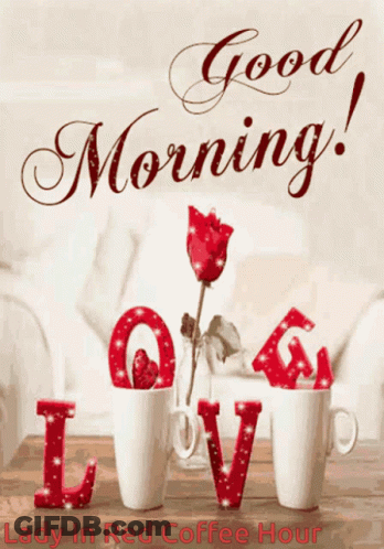 Good Morning Greeting Card With Rose GIF