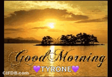Good Morning Greeting Card With Sunset Over Lake GIF