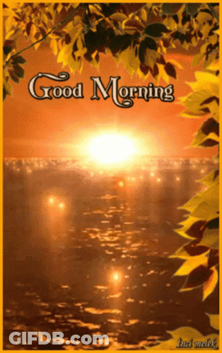 Good Morning Greeting Card With Sunset Over Water GIF