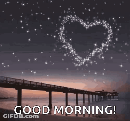 Good Morning Greeting With Heart Of Stars GIF