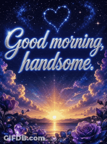 Good Morning Handsome Poster With Sunset GIF