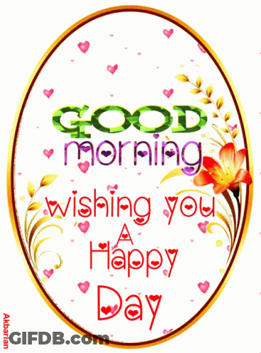 Good Morning Happy Day Flowers Hearts GIF