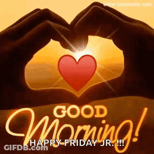 Good Morning Happy Friday Jr. Greeting Card With Heart Made Of Hands GIF