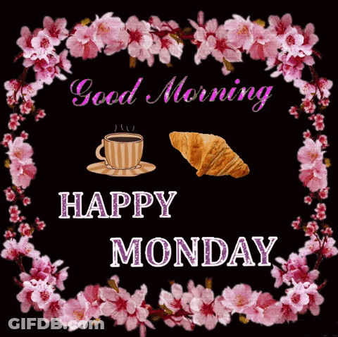 Good Morning Happy Monday Coffee And Croissant GIF