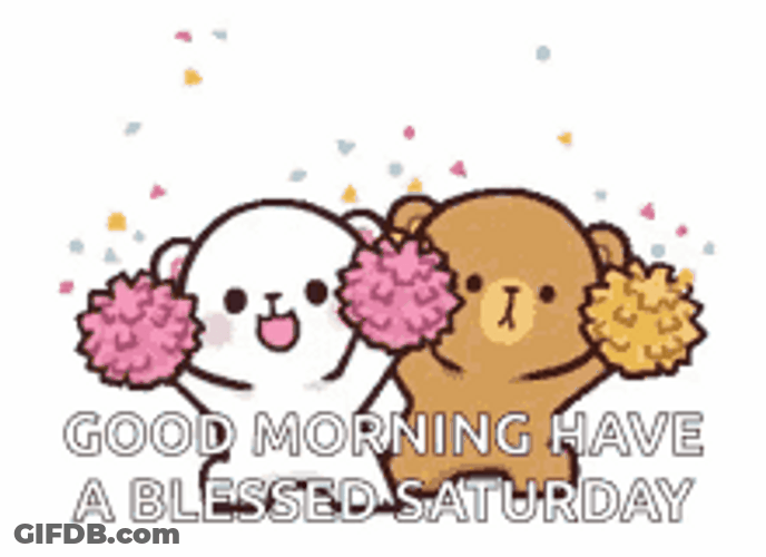 Good Morning Happy Saturday Cute Bear Pompoms GIF