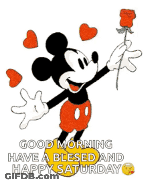 Good Morning Happy Saturday Mickey Mouse Rose GIF