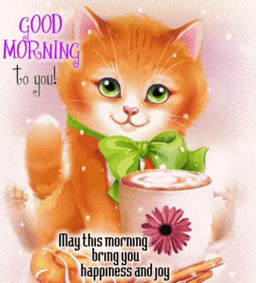 Good Morning Happy Thursday Cute Cartoon Cat GIF