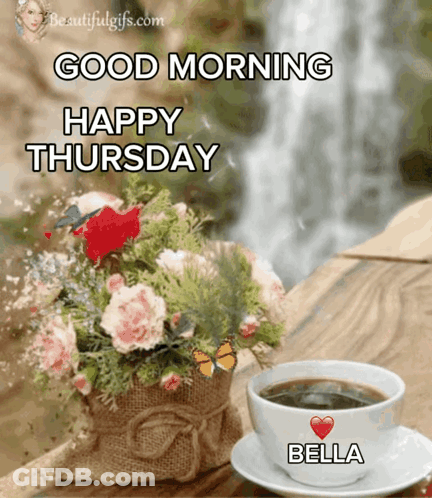 Good Morning Happy Thursday Greeting With Coffee GIF