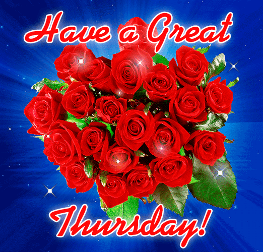 Good Morning Happy Thursday Red Roses Great Day GIF