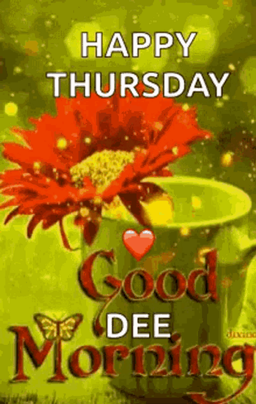 Good Morning Happy Thursday Sparkly Red Flower GIF